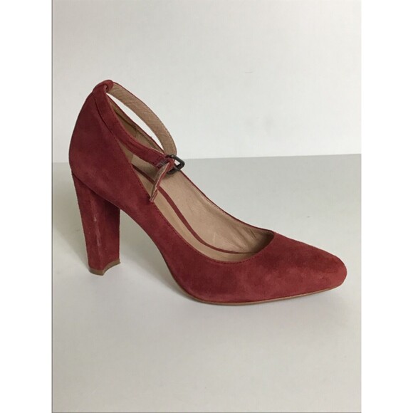 Madewell Women Shoes Sz. 7 Red Ankle strap heels Sexy Boho Y2k Workwear - Picture 6 of 10